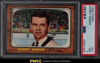 1966 Topps Hockey Harry Sinden Rookie Rc 31 Psa 7 Nrmt