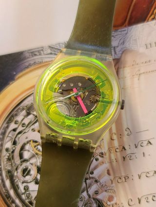 Vintage Swatch Watch Techno Sphere GK101 Neon Retro AG1985 Rare 3