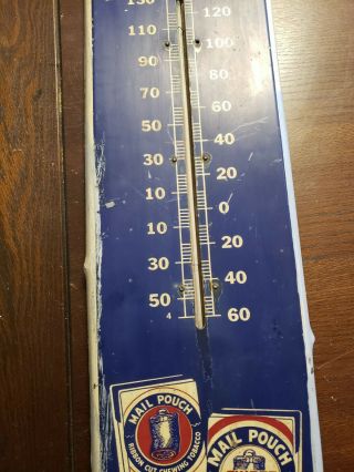 Vintage large Mail pouch chewing tobacco advertising thermometer 38.  5x8 