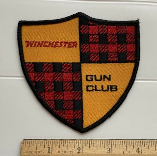 Winchester Gun Club Skeet Trap Claybird Shooting Orange Plaid Embroidered Patch