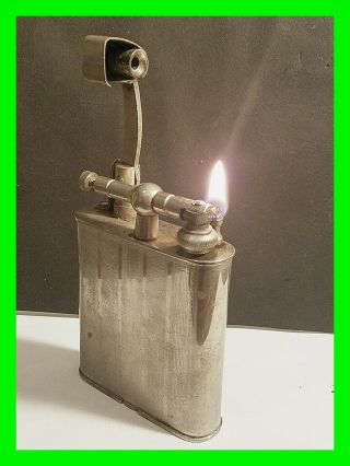 Vintage Display Large Silver Lift Arm Table Lighter 4” Tall In Order