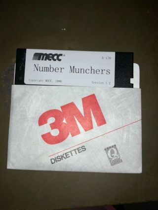 Mecc Apple Ii Platform 2 Number Munchers Video Game 1986 A170 5.  25