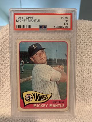 1965 Topps 350 Mickey Mantle Psa 1.  5 Centered