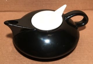 Vintage Art Deco Black And White Gloss Ceramic Teapot