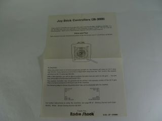 Vintage Radio Shack Joystick Controllers for TRS - 80 (26 - 3008) Box & Instructions 2