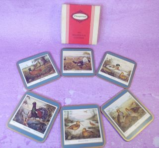 Pimpernel Game Bird Coasters Cork Backing England Set Of 6 Box Vintage