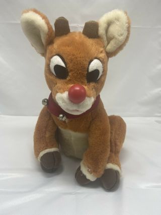 Vintage Gemmy Stuffed Rudolph The Red Nosed Reindeer Red Nose 12” Height