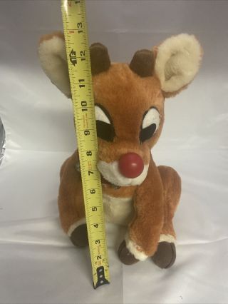 Vintage Gemmy Stuffed Rudolph The Red Nosed Reindeer Red Nose 12” Height 2
