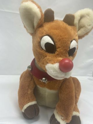 Vintage Gemmy Stuffed Rudolph The Red Nosed Reindeer Red Nose 12” Height 3
