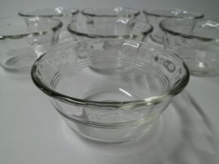 Set Of 7 Vintage Clear Pyrex Custard Cups Scalloped Edge 3 Rings 463 6 Oz