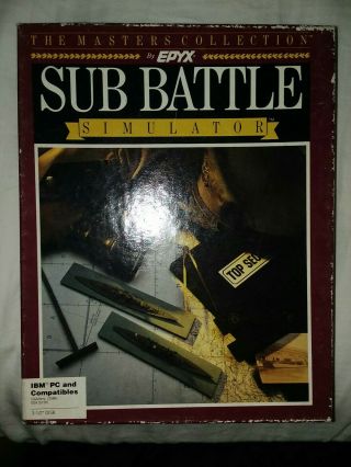 Sub Battle Simulator By Epyx Vintage 1987 Ibm Pc Dos War Game 3.  5 " Floppy
