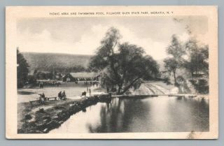 Fillmore Glen State Park Swimming Pool Moravia York Vintage Postcard 1940s