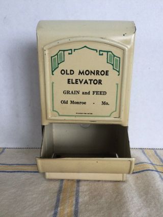 Vintage Antique White Tin Metal Wall Mount Match Box Holder Advertising