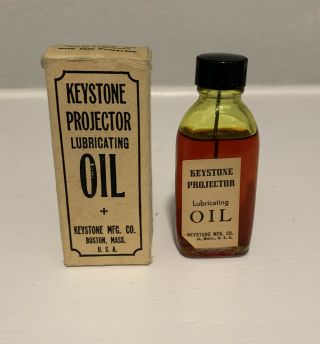 Vintage Keystone Movie Projector Lubricating Oil In The Bottle & Box