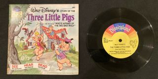 Vintage Disney’s The Three Little Pigs Book And Record 33 Rpm
