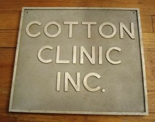 Rare Vintage Cotton Clinic Inc.  Heavy Cast Metal 3d Sign Textiles Levis Oshkosh