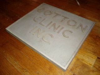 Rare Vintage COTTON CLINIC INC.  Heavy Cast Metal 3D Sign Textiles Levis Oshkosh 2