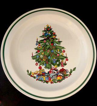 Vintage International Stoneware Noel 10.  5” Plate Japan Christmas Tree Toys