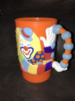 Vtg Plastic Ringling Brothers Barnum Bailey Circus Clown Cup 3d Orange Mug 1990