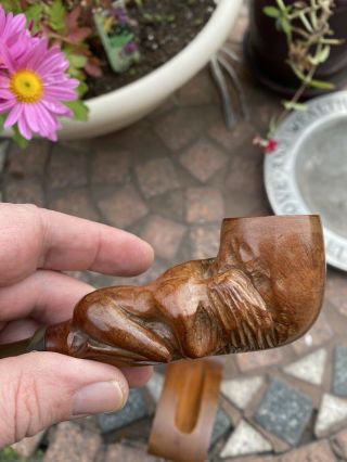Vintage Hand Sculptured Italy Imported Briar Tobacco Smoking Pipe Sexy Lady
