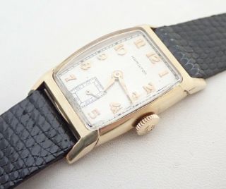 Vintage Mens Hamilton " Donald " 19j 14k Solid Gold Wristwatch Watch