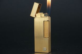 Dunhill Rollagas Lighter Rl1402 Fine Lines Gold Plated M78