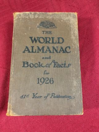 The World Almanac And Book Of Facts For 1926 Vintage Rare