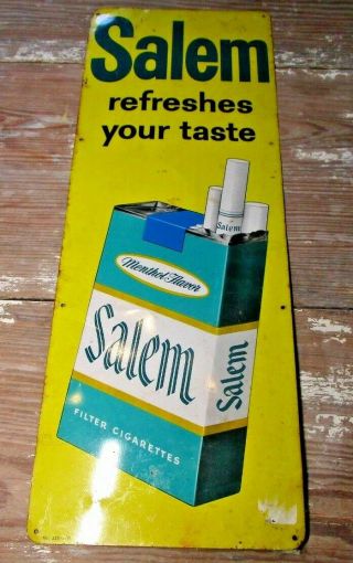 Rare Vintage Salem Cigarettes Advertising Tin Tacker Sign Authentic