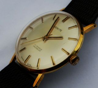 Vintage Gents Swiss Made Gold Plated Everite Watch c1970s 3