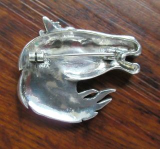 Vintage Sterling Silver Marcasite And Garnet Horse Head Pin Brooch Racing 925 2