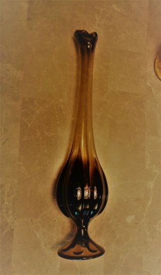 Vintage Viking Glass Brown Epic 15 " Swung Vase Footed Pedestal