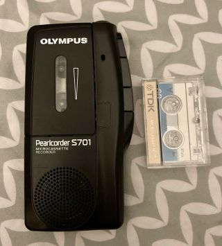 Vtg Olympus Pearlcorder S701 Handheld Microcassette Recorder Black Tape