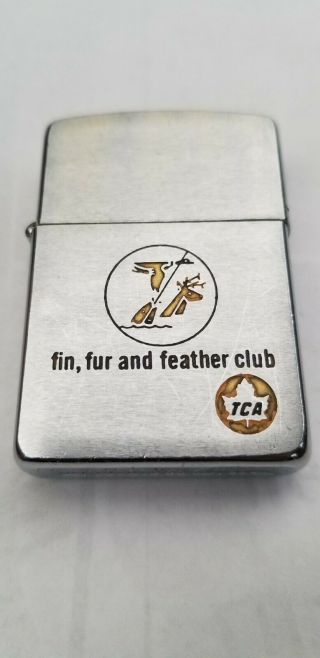 Vintage Zippo 1950 Tca Fin Fur And Feather Gun Club Lighter