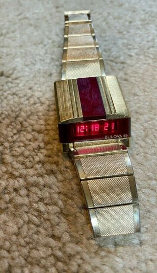 Vintage 1977 Bulova Computron Red Led Watch