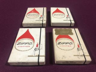 (4) Empty Vintage Full Size Zippo Lighter Red Flame Boxes With Guarantee Papers