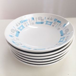 6 Royal China Blue Heaven Bowls 7 3/4” Soup Salad Cereal Coupe Vintage Euc