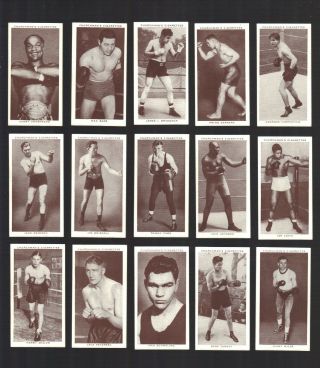 Cigarette Cards.  Churchman Tobacco.  Boxing Personalities.  (full Set Of 50).  (1938)