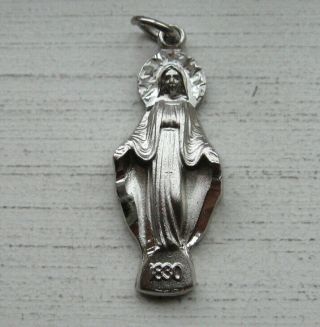 Vintage Sterling Silver Religious Catholic Miraculous Mary 1830 Medal Pendant