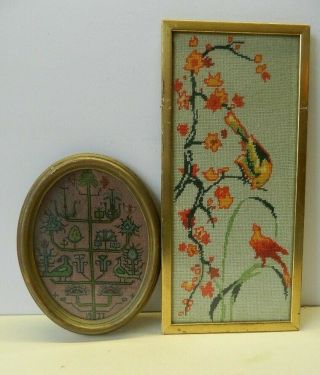 Two Vintage Framed Embroideries Samplers