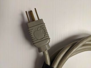 Vintage Apple Computer Logo Macintosh Power Cord Electricord Made in USA Beige 2