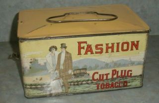 Rare Vintage Tobacco Tin Lunch Pail Style Fashion Plug Cut