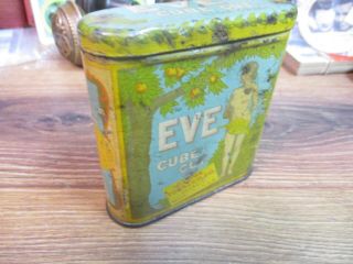 Eve Cube Cut Vertical Pocket Tobacco Tin Can Globe Tobacco Co 3 3/4 " X 3 3/4 "