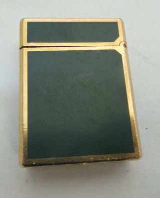 ST DUPONT 2 LINE GOLD PLATED LIGHTER GREEN LACQUER 2