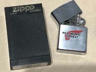 Vintage 1999 Zippo Lighter In Case Red Wing Shoes Boots Advertisement