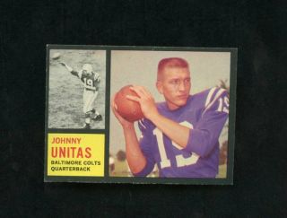 1962 Topps Football Hof - 1 Johnny Unitas,  Baltimore Colts 1st Set Card Nm Orig.