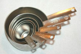 Vintage 6 Pc.  Set Foley Stainless Steel Measuring Cups 2,  1,  1/2,  1/3,  1/4,  1/8