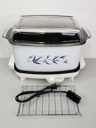 Vintage West Bend 6 Qt Slow Cooker Griddle White Pot Glass Lid Wire Rack 300w