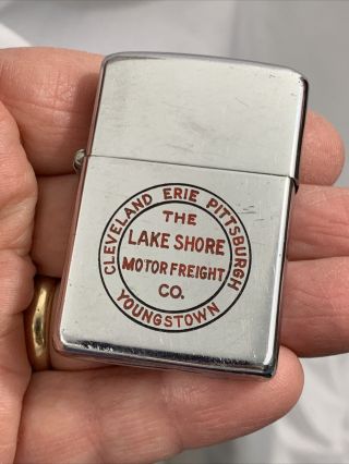Late 1940’s 3 Barrel Hinge Zippo Lighter Lake Shore Motor Freight Youngstown WoW 3