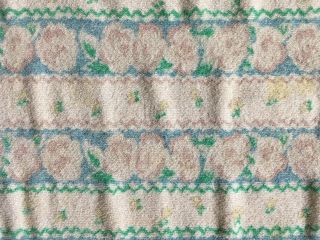 Floral Terry Cloth Tablecloth Rectangle 52 " X 96 " Blue Pink Green Yellow Vintage