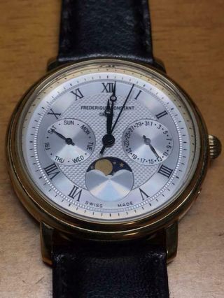 Auth Frederique Constant Watch Moon Phase Depose Chronograph Case 34mm F/s